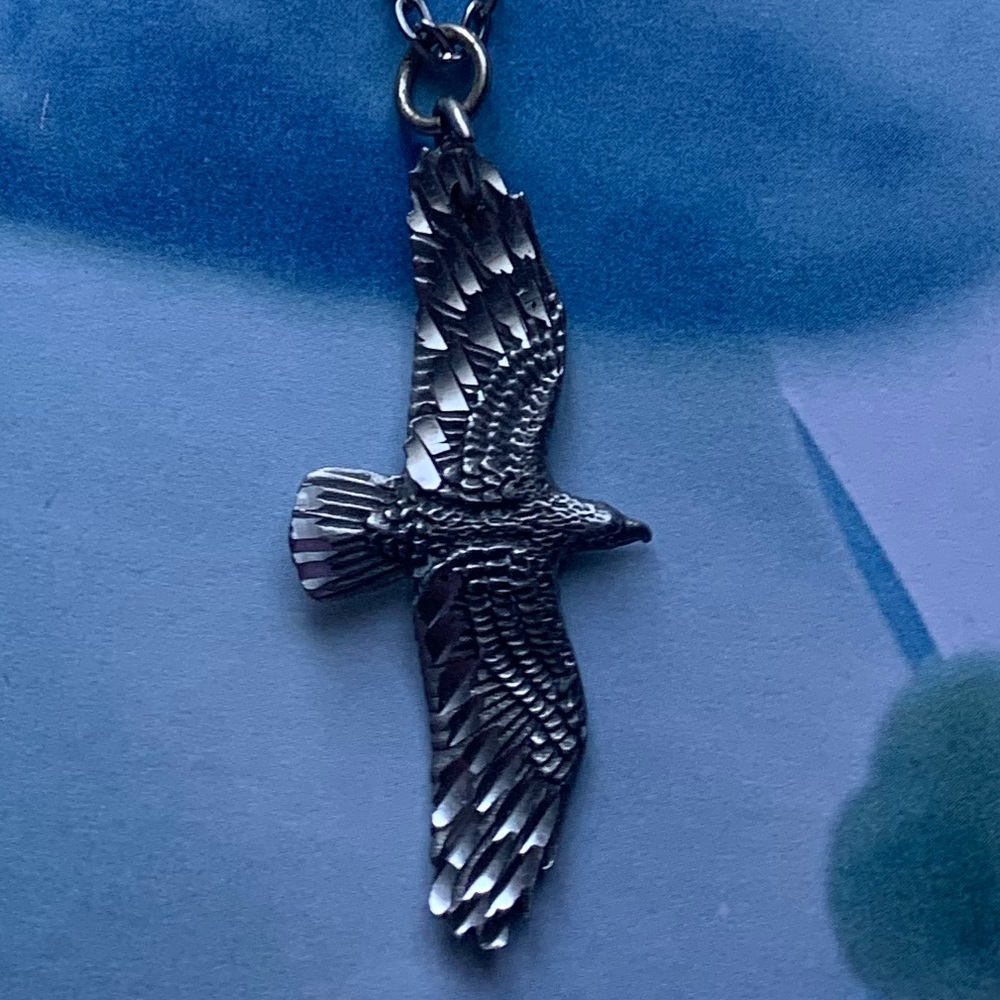 Soaring Silver Eagle Necklace Mens Jewelry - Picture 2 of 6